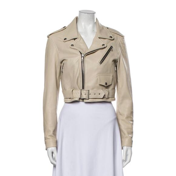 John Elliott Jackets & Blazers - John Elliott Women’s XS 100% Leather Biker Moto Jacket Cropped Beige